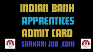 Indian Bank Apprentices Admit Card 2024